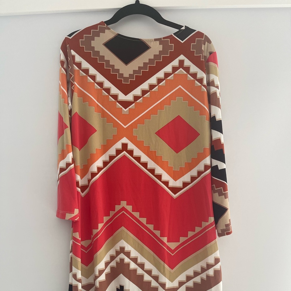 Women dress casual boho size 6 long sleeve multi colors